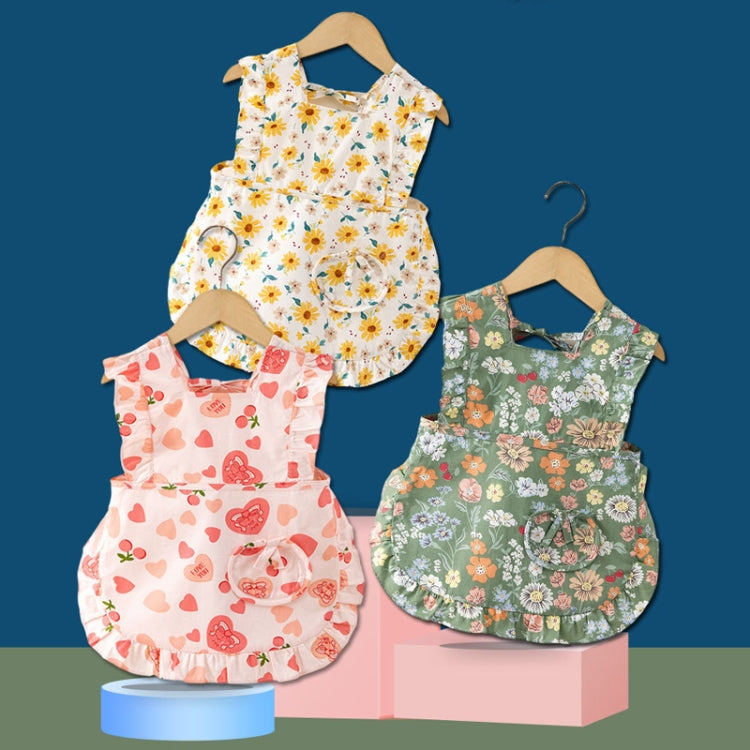Children Summer Sleeveless Bibs Flowery Eating Reversible Clothes, Style: Love
