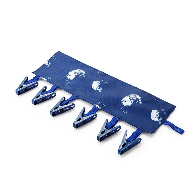 Multi Clip Portable Fabric Clothes Hanger Multifunctional Folding Fabric Clothes Clip Hangers, Color: Whale