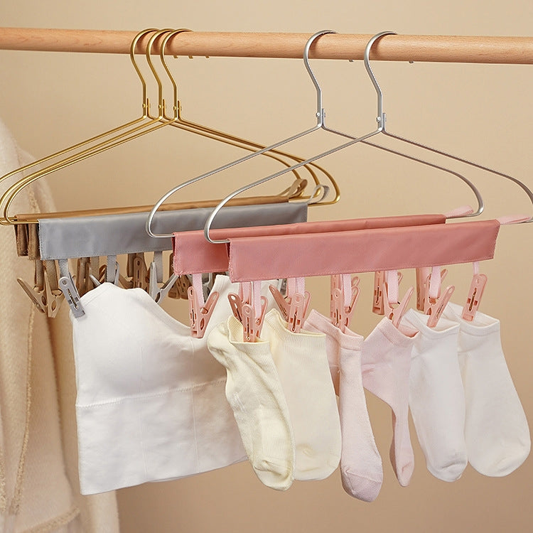 Multi Clip Portable Fabric Clothes Hanger Multifunctional Folding Fabric Clothes Clip Hangers, Color: Flower