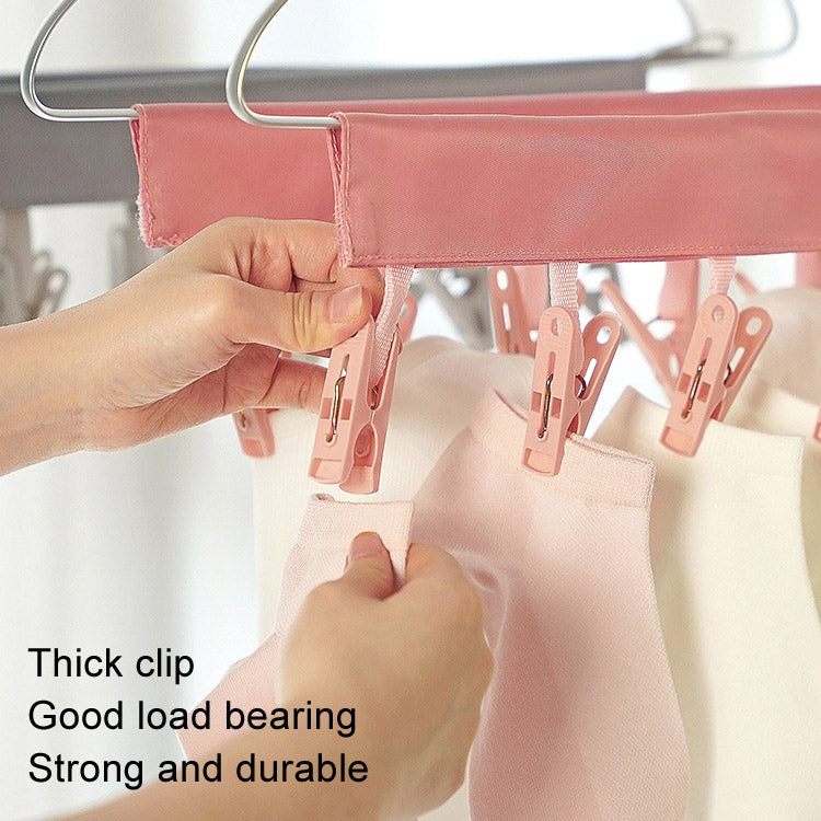 Multi Clip Portable Fabric Clothes Hanger Multifunctional Folding Fabric Clothes Clip Hangers, Color: Pink