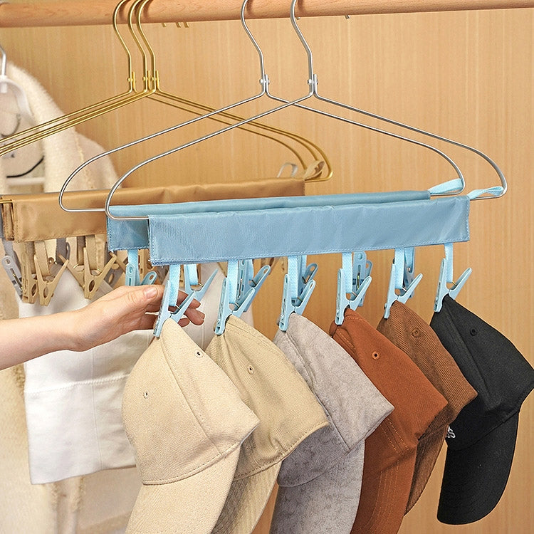Multi Clip Portable Fabric Clothes Hanger Multifunctional Folding Fabric Clothes Clip Hangers, Color: Lattice