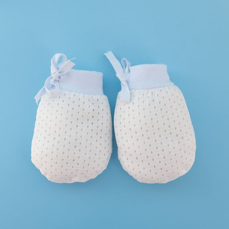 Newborn Baby Anti-Scratching Mesh Mittens Summer Breathable Elastic Lacing Adjustable Gloves, Color: For 0-10 Months  - Blue