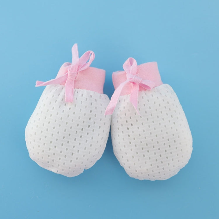 Newborn Baby Anti-Scratching Mesh Mittens Summer Breathable Elastic Lacing Adjustable Gloves, Color: For 0-12 Months  - Pink