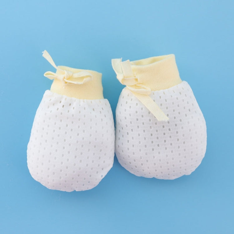 Newborn Baby Anti-Scratching Mesh Mittens Summer Breathable Elastic Lacing Adjustable Gloves, Color: For 0-12 Months  - Yellow