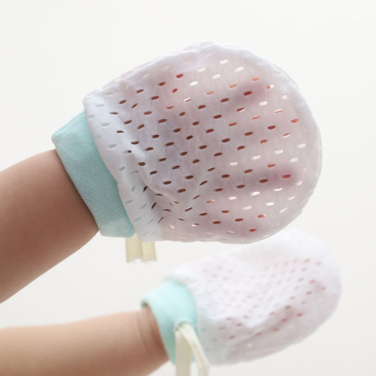 Newborn Baby Anti-Scratching Mesh Mittens Summer Breathable Elastic Lacing Adjustable Gloves, Color: For 0-12 Months  - Blue