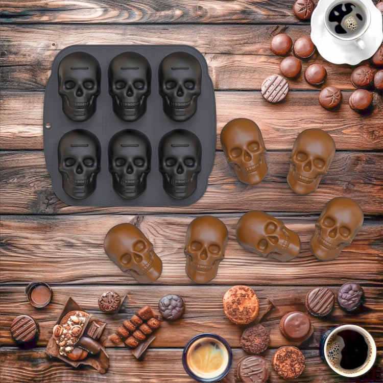 Single Sided 6 Skulls Halloween Silicone Mold