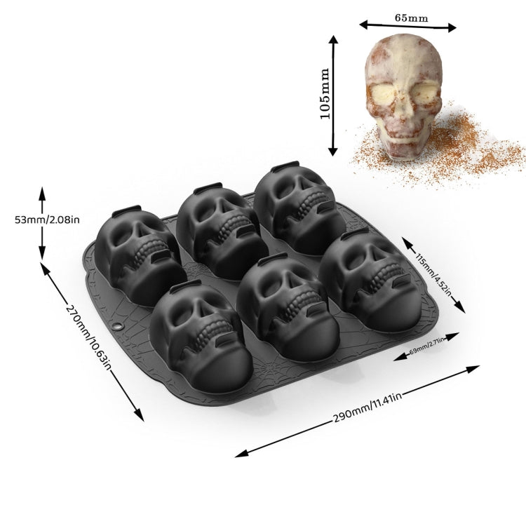 Single Sided 6 Skulls Halloween Silicone Mold