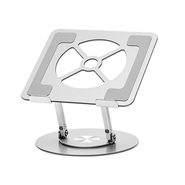 Aluminum Alloy Laptop Stand Notebook Riser with 360 Degree Rotating Base, - Silver