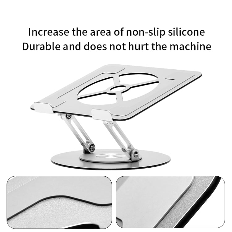 Aluminum Alloy Laptop Stand Notebook Riser with 360 Degree Rotating Base, - Silver