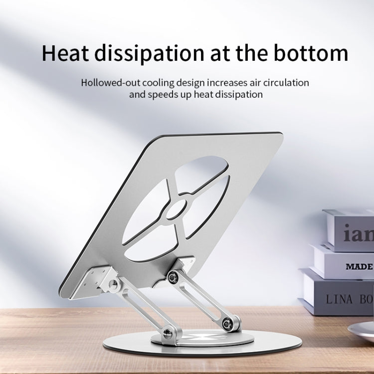 Aluminum Alloy Laptop Stand Notebook Riser with 360 Degree Rotating Base, - Silver