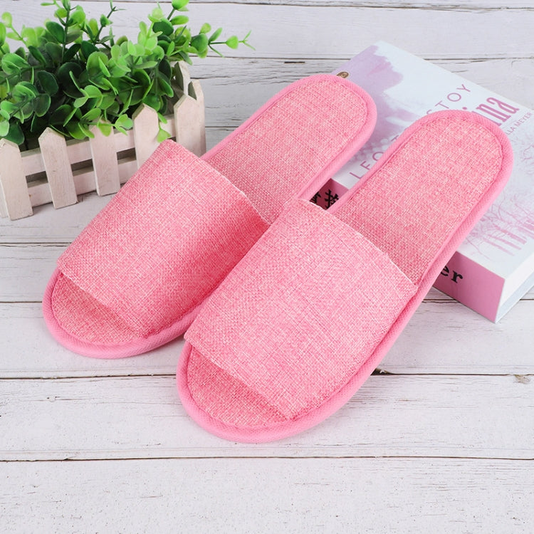 Disposable Linen Slippers Guesthouse Hotel Beauty Salon Home Anti-slip Slippers, Color: Red  - Half Wrapped