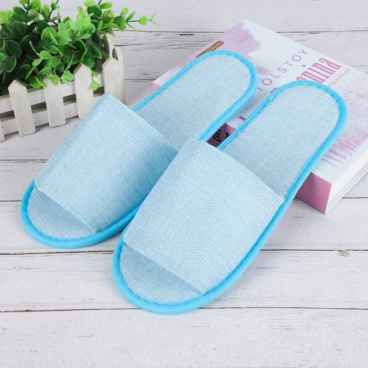 Disposable Linen Slippers Guesthouse Hotel Beauty Salon Home Anti-slip Slippers, Color: Blue  - Half Wrapped