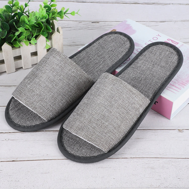 Disposable Linen Slippers Guesthouse Hotel Beauty Salon Home Anti-slip Slippers, Color: Gray  - Half Wrapped