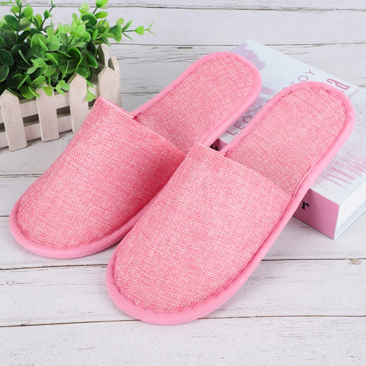 Disposable Linen Slippers Guesthouse Hotel Beauty Salon Home Anti-slip Slippers, Color: Red  - All Wrapped