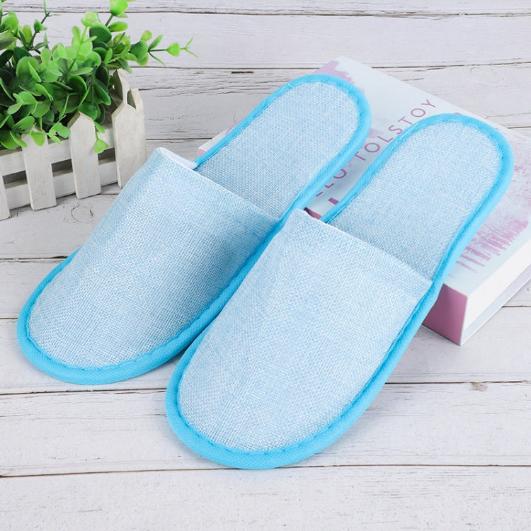 Disposable Linen Slippers Guesthouse Hotel Beauty Salon Home Anti-slip Slippers, Color: Blue  - All Wrapped