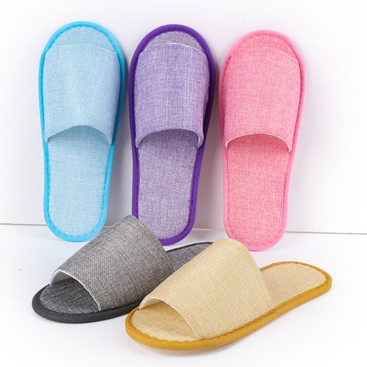 Disposable Linen Slippers Guesthouse Hotel Beauty Salon Home Anti-slip Slippers, Color: Blue  - All Wrapped