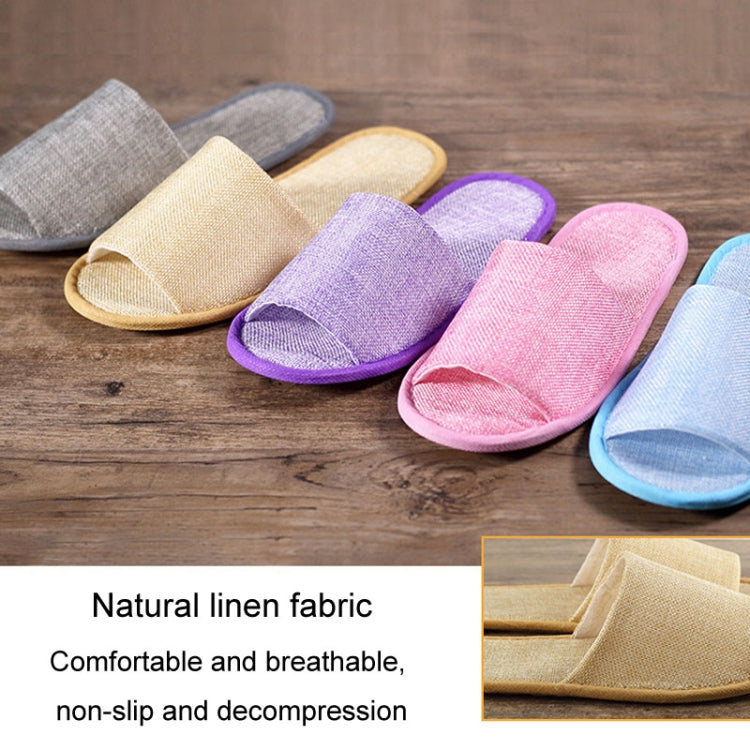 Disposable Linen Slippers Guesthouse Hotel Beauty Salon Home Anti-slip Slippers, Color: Gray  - Half Wrapped
