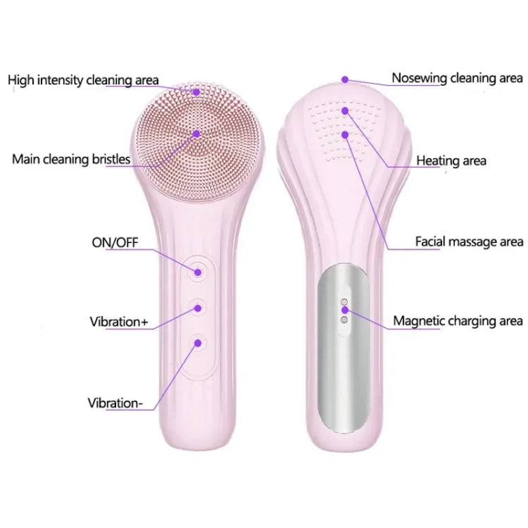 Sonic Waterproof Facial Cleansing Brush Rechargeable Hot Compress Face Scrubber Cleanser