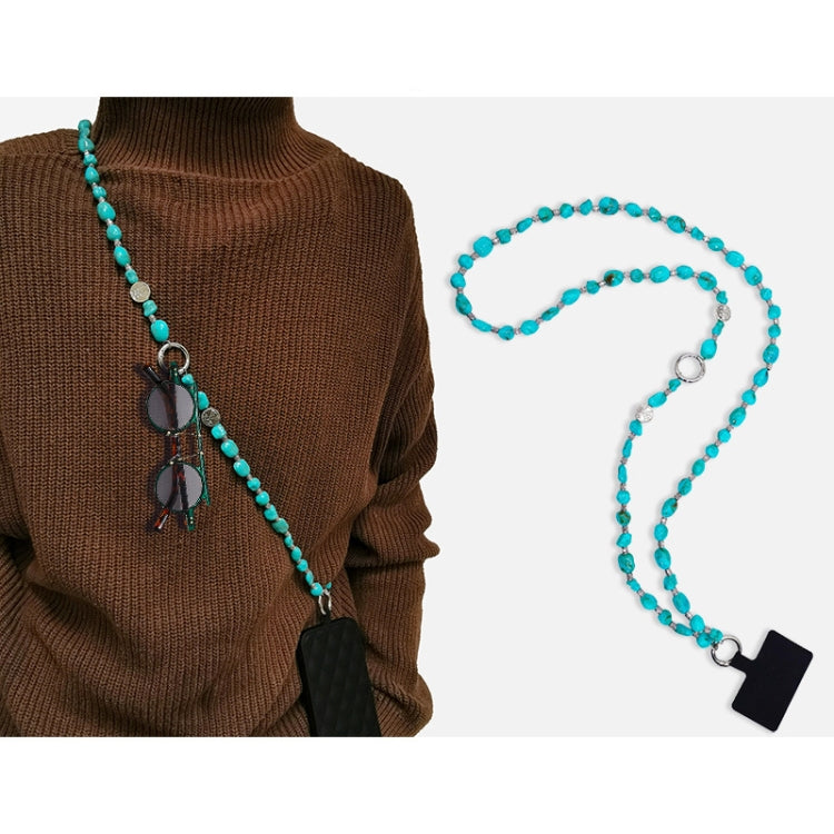 Imitation Turquoise Beaded Mobile Phone Chain Pendant, Spec: Wrist 25cm
