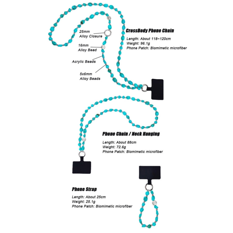 Imitation Turquoise Beaded Mobile Phone Chain Pendant, Spec: Neck Hanging 88cm