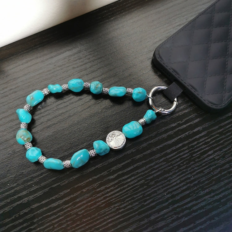 Imitation Turquoise Beaded Mobile Phone Chain Pendant, Spec: Neck Hanging 88cm