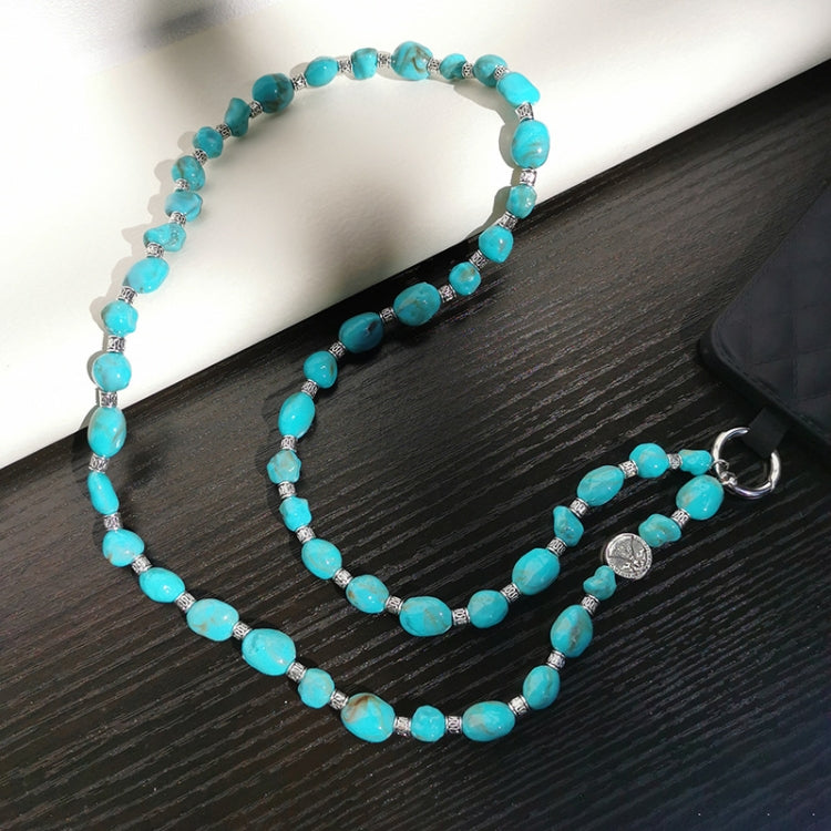 Imitation Turquoise Beaded Mobile Phone Chain Pendant, Spec: Wrist 25cm
