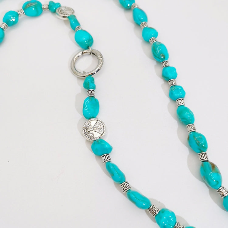 Imitation Turquoise Beaded Mobile Phone Chain Pendant, Spec: Neck Hanging 88cm