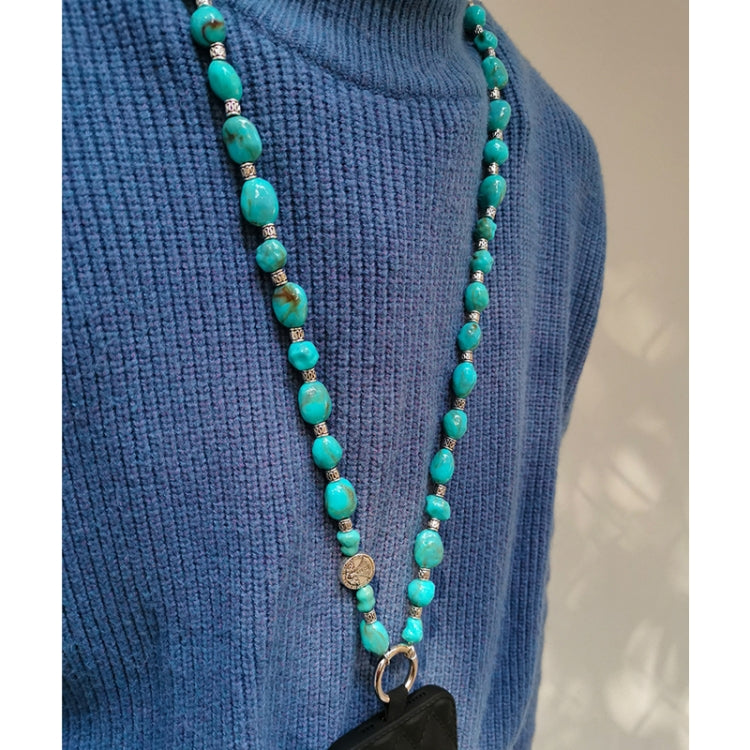 Imitation Turquoise Beaded Mobile Phone Chain Pendant, Spec: Crossbody 118cm