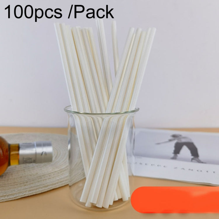 100pcs /Pack 6x197mm Disposable Paper Straws Biodegradable Party Drinking Straws Dessert Table Decoration Prop, Color: White