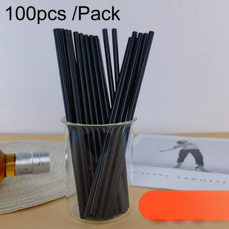 100pcs /Pack 6x197mm Disposable Paper Straws Biodegradable Party Drinking Straws Dessert Table Decoration Prop, Color: Black