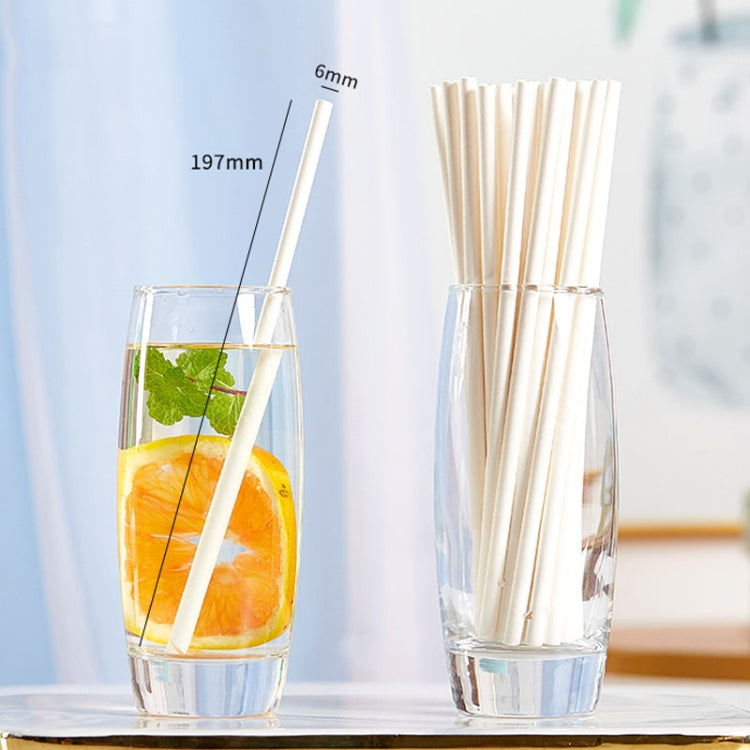 100pcs /Pack 6x197mm Disposable Paper Straws Biodegradable Party Drinking Straws Dessert Table Decoration Prop, Color: White