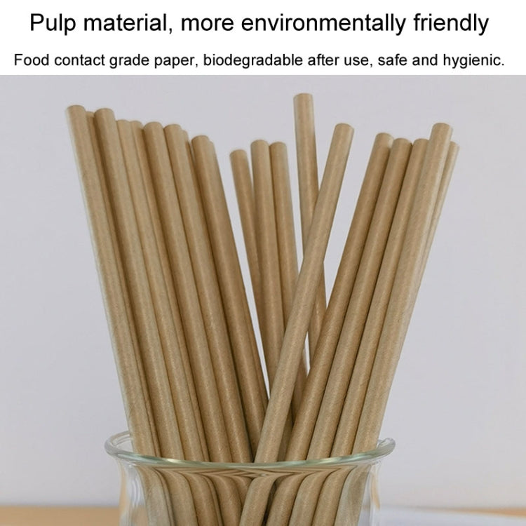 100pcs /Pack 6x197mm Disposable Paper Straws Biodegradable Party Drinking Straws Dessert Table Decoration Prop, Color: Kraft Paper