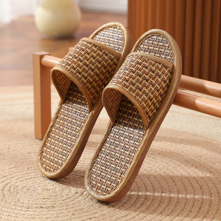 Linen Slippers Summer Couple Home Indoor Floor Rattan Grass Non-Slip Slippers, Size: 44-45