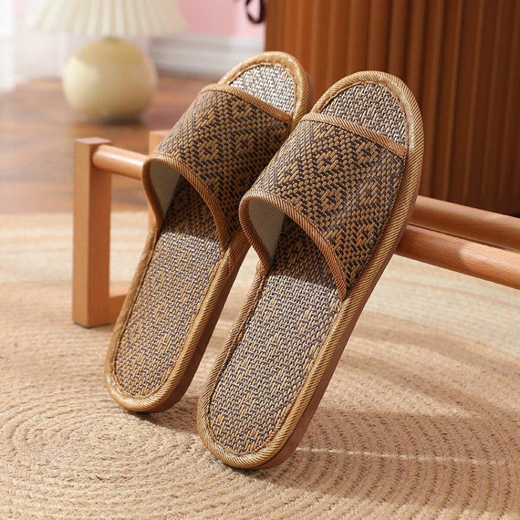 Linen Slippers Summer Couple Home Indoor Floor Rattan Grass Non-Slip Slippers, Size: 44-45