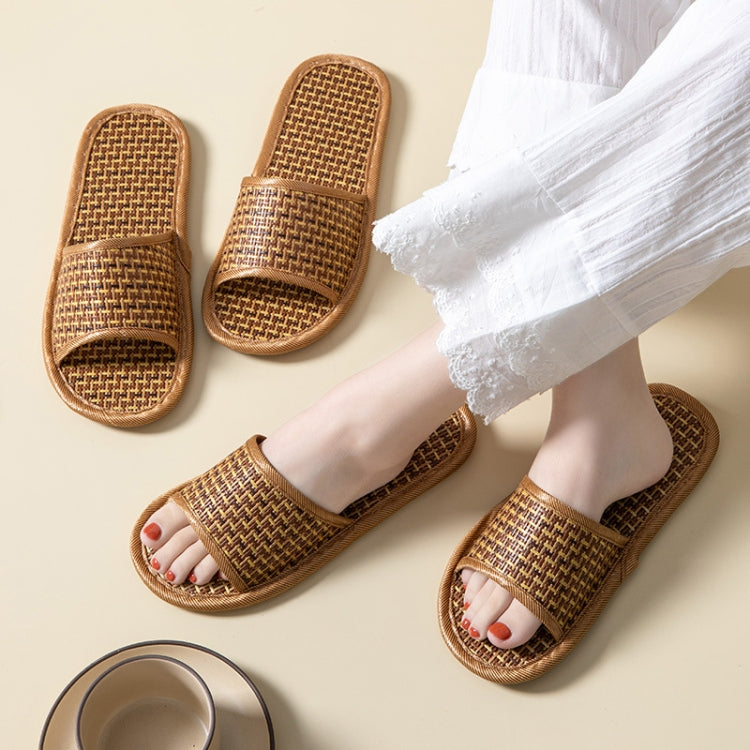 Linen Slippers Summer Couple Home Indoor Floor Rattan Grass Non-Slip Slippers, Size: 44-45