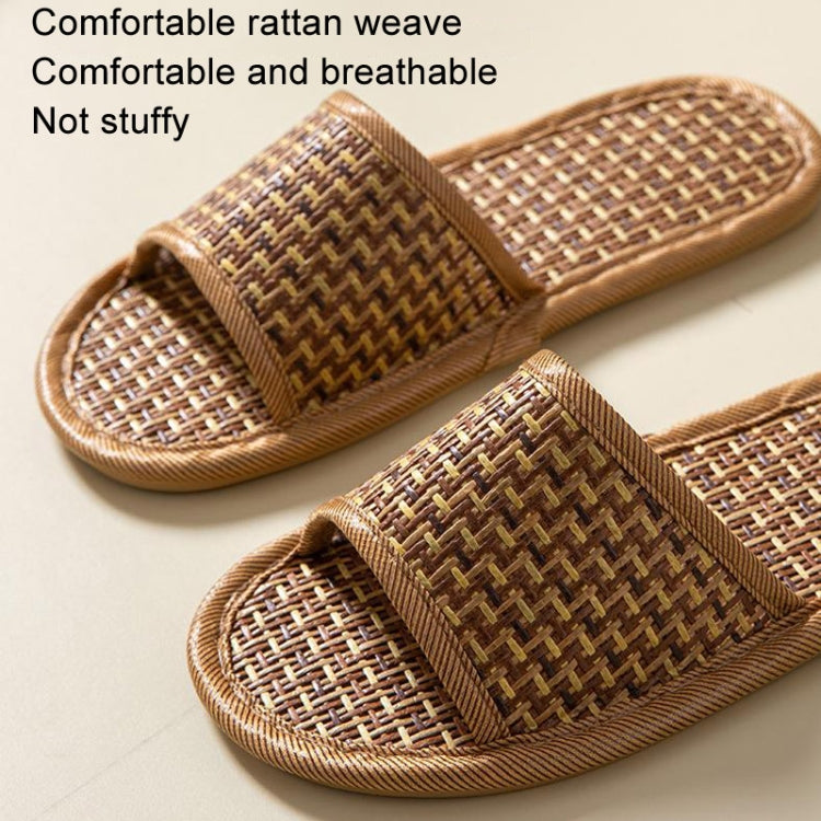 Linen Slippers Summer Couple Home Indoor Floor Rattan Grass Non-Slip Slippers, Size: 44-45
