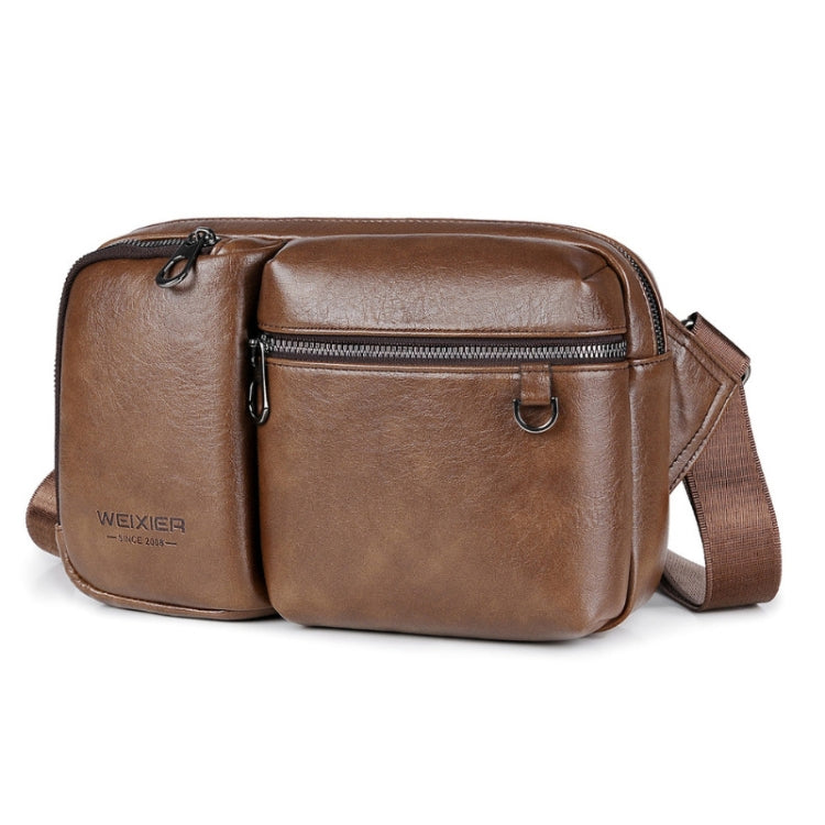 WEIXIER D401 Men Large Capacity Crossbody Single Shoulder Bag Casual PU Messenger Handbag