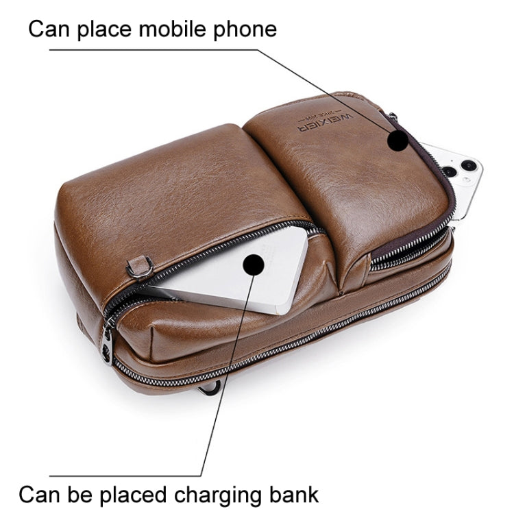 WEIXIER D401 Men Large Capacity Crossbody Single Shoulder Bag Casual PU Messenger Handbag