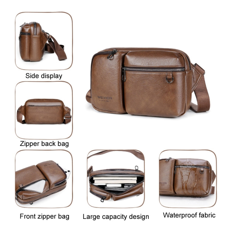 WEIXIER D401 Men Large Capacity Crossbody Single Shoulder Bag Casual PU Messenger Handbag