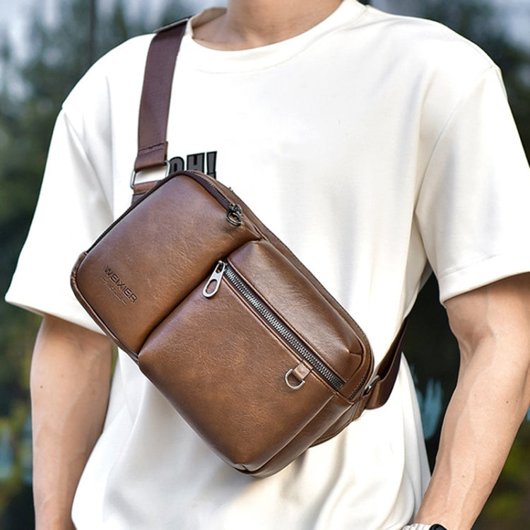 WEIXIER D401 Men Large Capacity Crossbody Single Shoulder Bag Casual PU Messenger Handbag