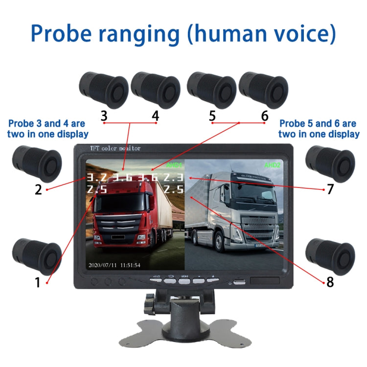 7 Inch Two-Way Display With Reverse Detection Digital Radar - PZ904
