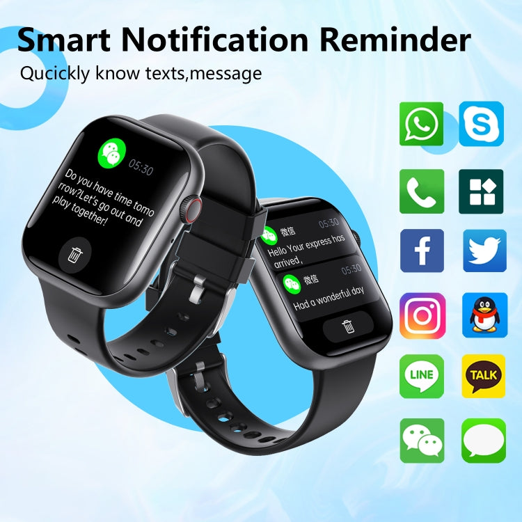 F70  2.1 Inch Screen Smart Watch With Blood Sugar/Blood Oxygen Monitoring /SOS Alarm/100+ Sports Modes, Color: Black Gray