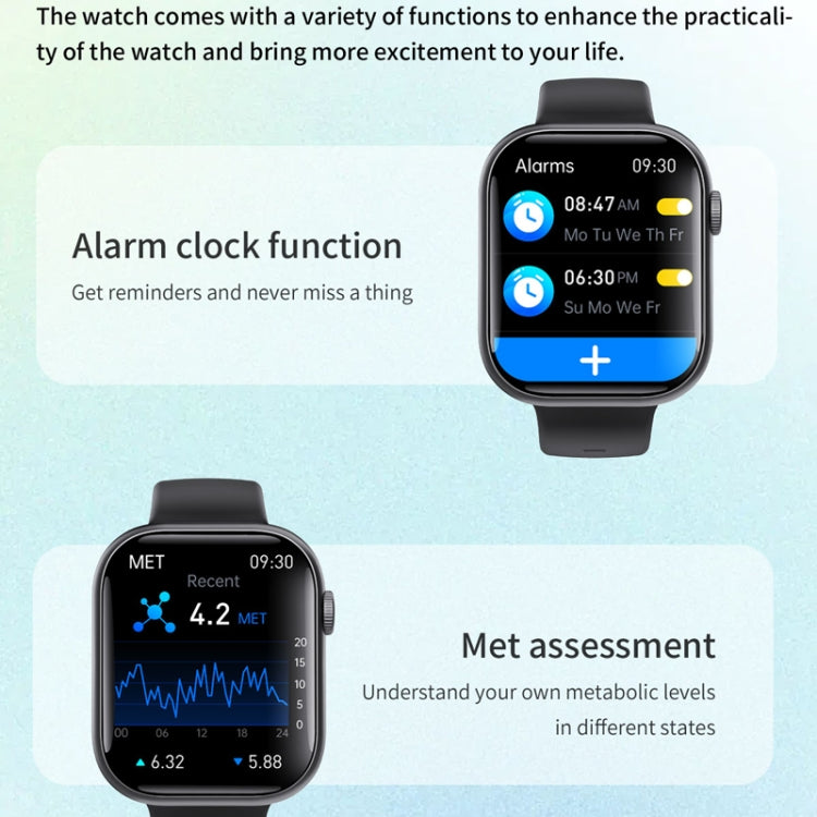 F70  2.1 Inch Screen Smart Watch With Blood Sugar/Blood Oxygen Monitoring /SOS Alarm/100+ Sports Modes, Color: Black Gray