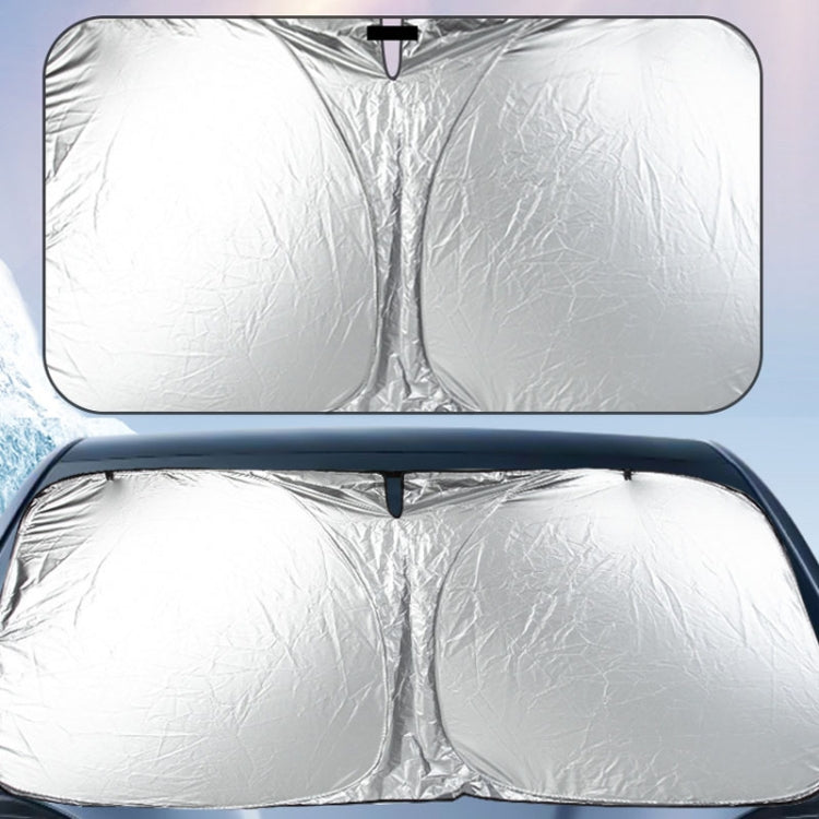 Car Sunshade Summer Front Windshield Sunscreen Heat Insulation Folding Car Sunshade Curtain - 145x70cm Titanium Silver