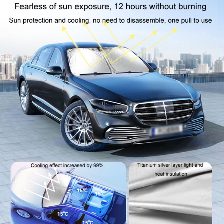 Car Sunshade Summer Front Windshield Sunscreen Heat Insulation Folding Car Sunshade Curtain - 145x70cm Titanium Silver