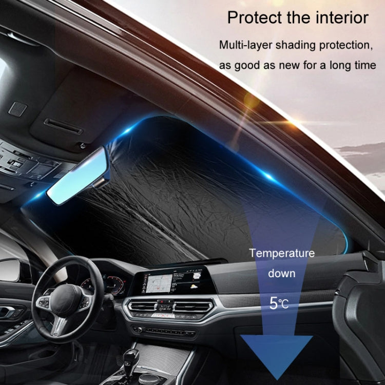 Car Sunshade Summer Front Windshield Sunscreen Heat Insulation Folding Car Sunshade Curtain - 145x70cm Titanium Silver