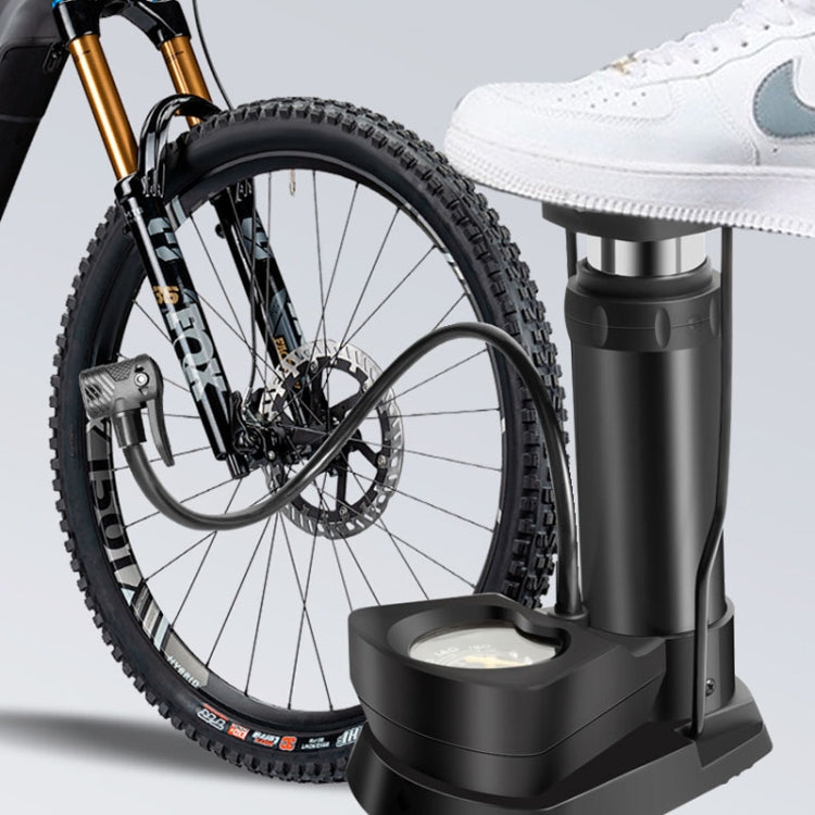 Car / Motorcycle / Bicycle Foot Inflator Pump Pointer Type Tire Pressure Detection Foot Inflator - Black