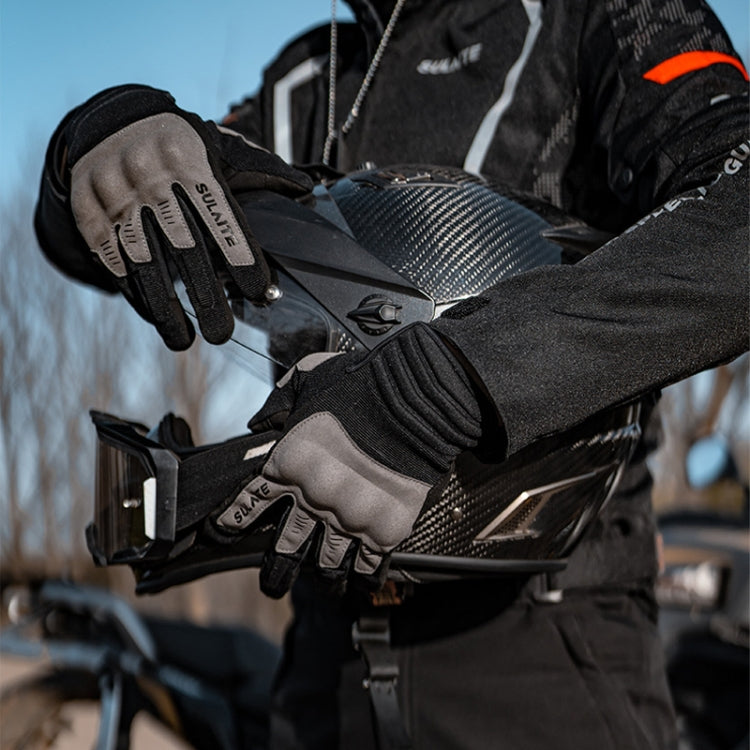 SULAITE Motorcycle Riding Breathable Conductive Touch Screen Full Finger Gloves, Size: M
