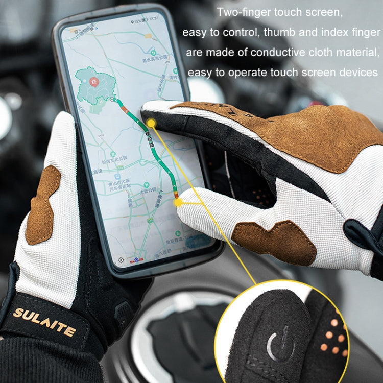 SULAITE Motorcycle Riding Breathable Conductive Touch Screen Full Finger Gloves, Size: M