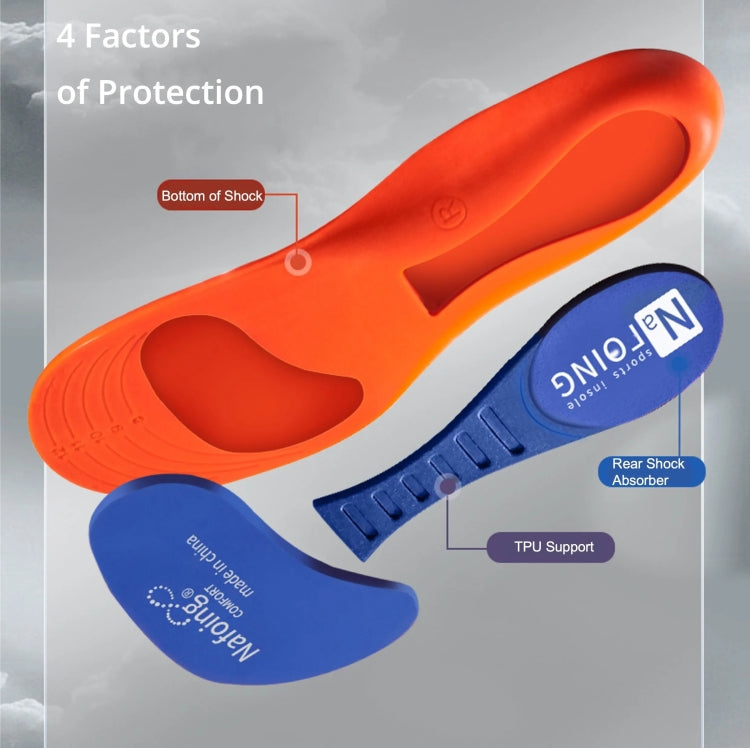 Sports Shock-absorbing Insoles Soft Bottom Sweat-absorbing Flat Arch Full Pad Heel Insoles, Size: 43-44